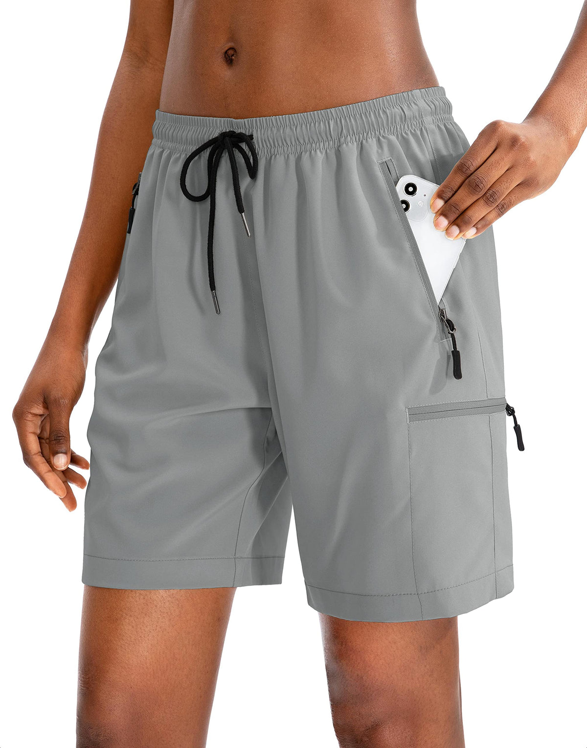 SANTINY Women's 5''/ 7''/9'' Hiking Cargo Shorts Quick Dry Lightweight Summer Shorts for Women Athletic Golf Zipper Pockets