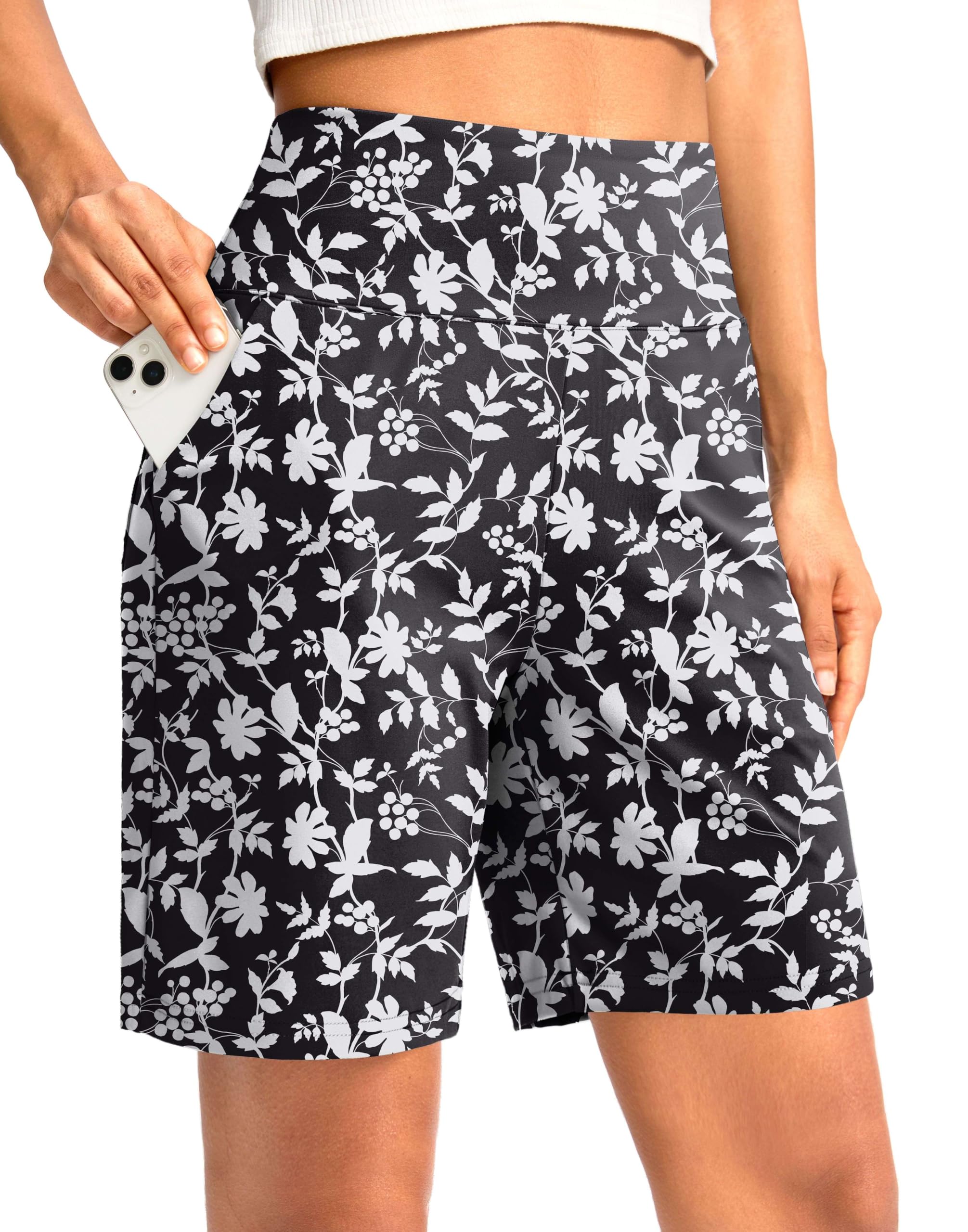 G Gradual Women's Bermuda Long Shorts with Pockets 9"/7"/5" High Waisted Shorts for Women Walking Athletic Workout