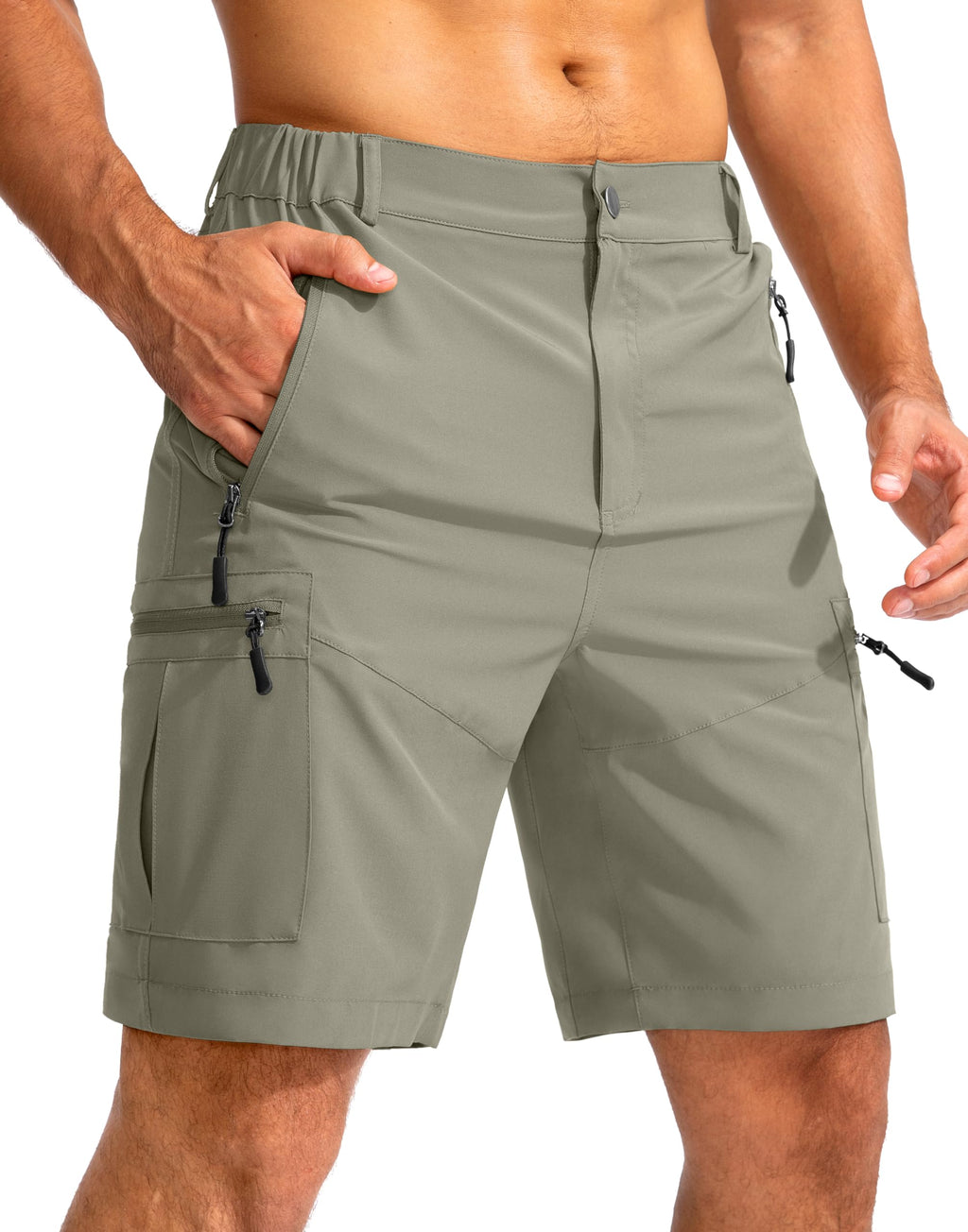 Pudolla Men's Hiking Cargo Shorts 9"/7"/11" Lightweight Outdoor Shorts for Men Trip Golf Camping Casual with 5 Zipper Pockets