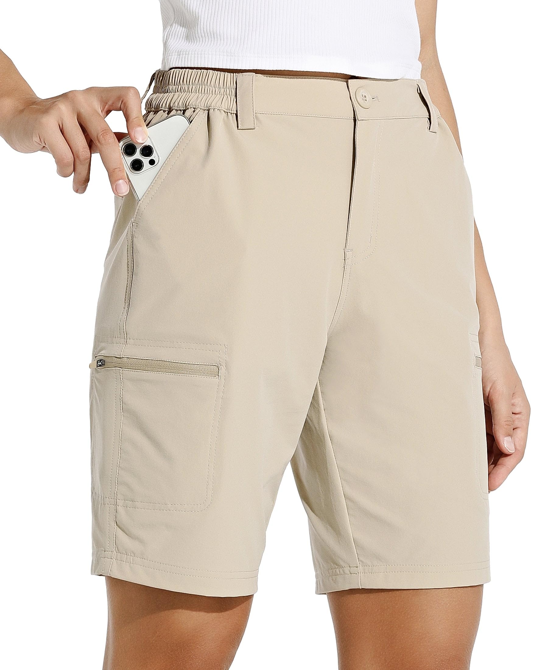 Willit Women's 10" Hiking Cargo Shorts Stretch Golf Active Long Quick Dry Outdoor Summer Shorts