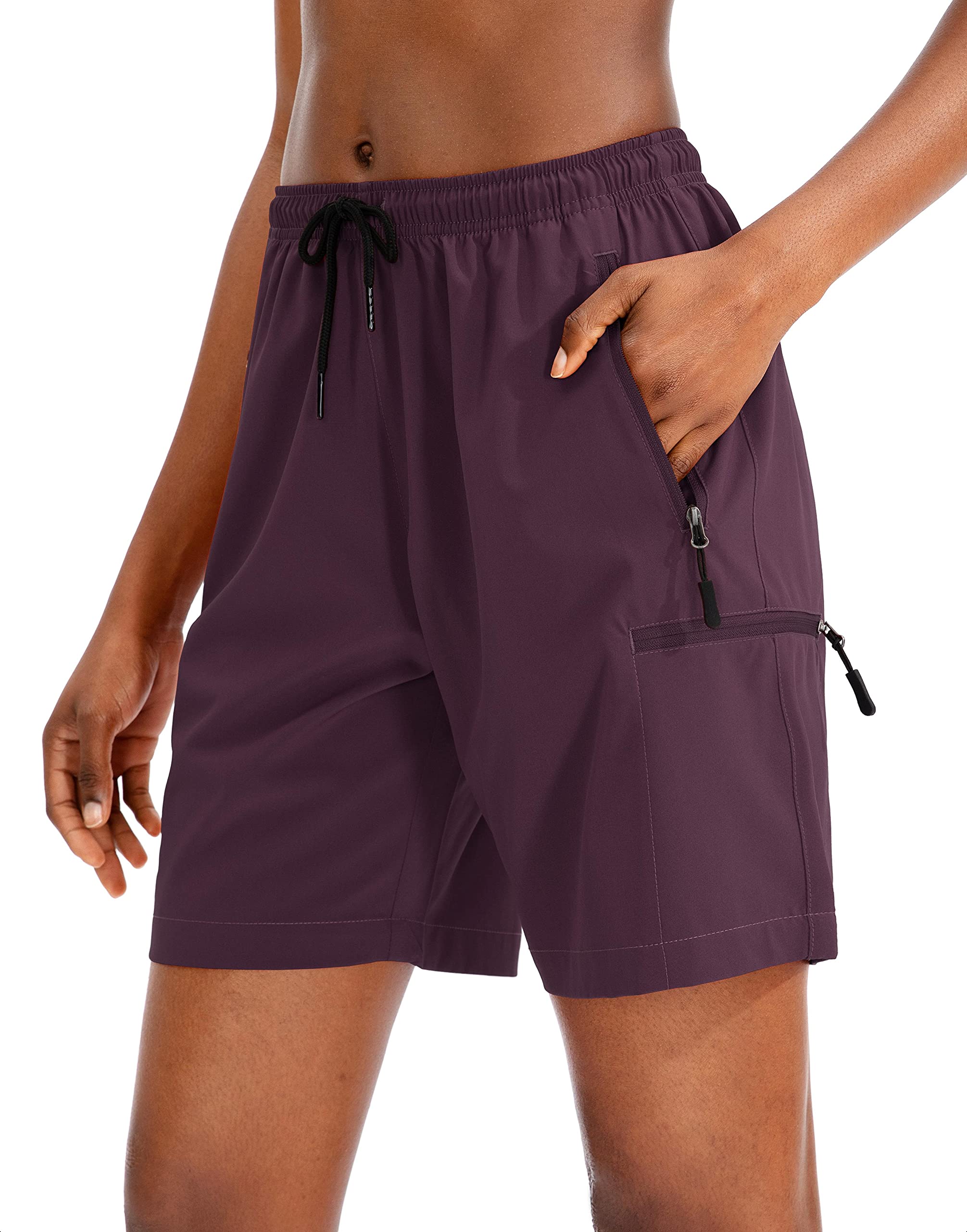SANTINY Women's 5''/ 7''/9'' Hiking Cargo Shorts Quick Dry Lightweight Summer Shorts for Women Athletic Golf Zipper Pockets