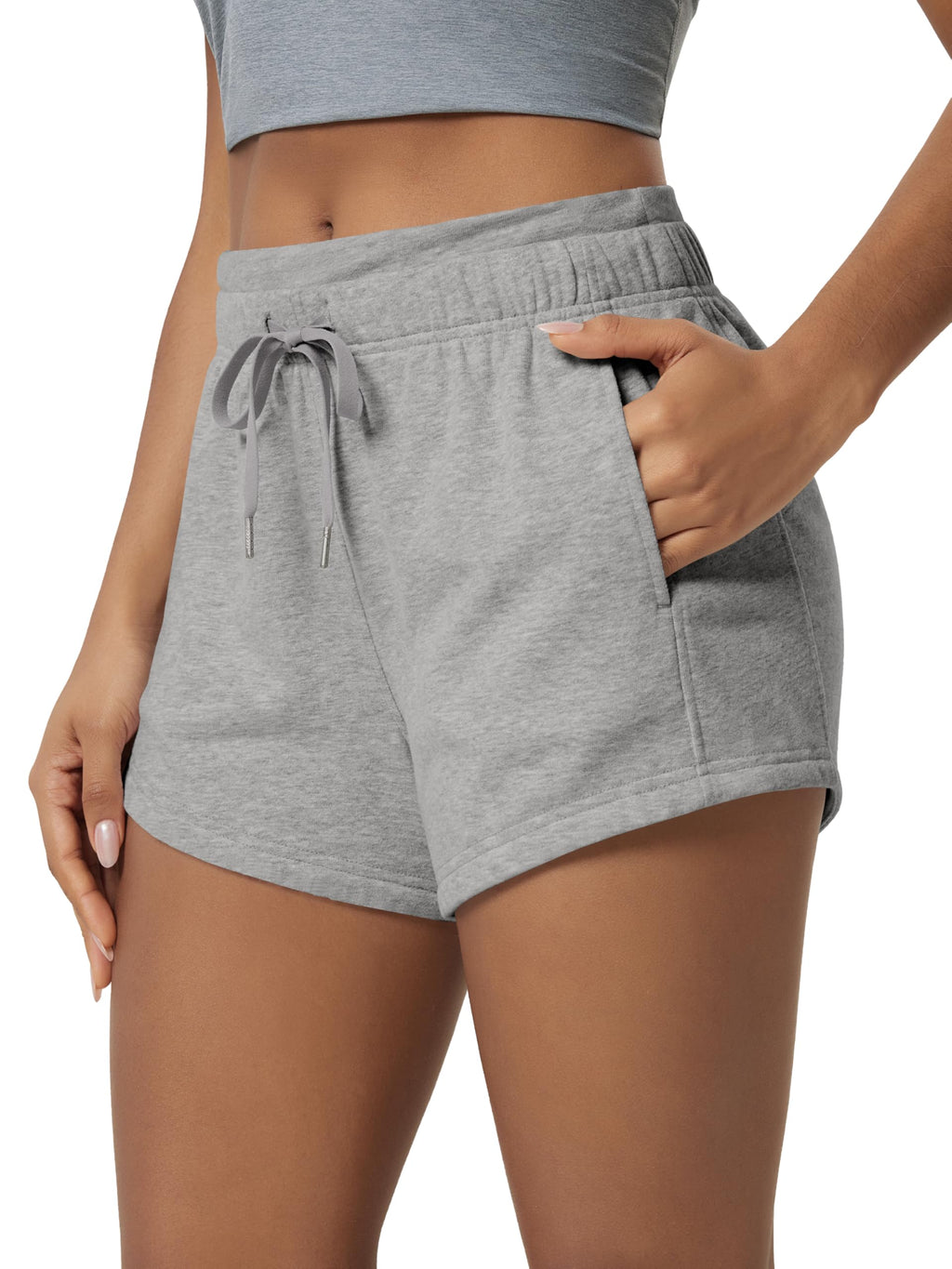 ODODOS Women's Sweat Shorts with Pockets Cotton French Terry Drawstring Summer Workout Casual Lounge Shorts