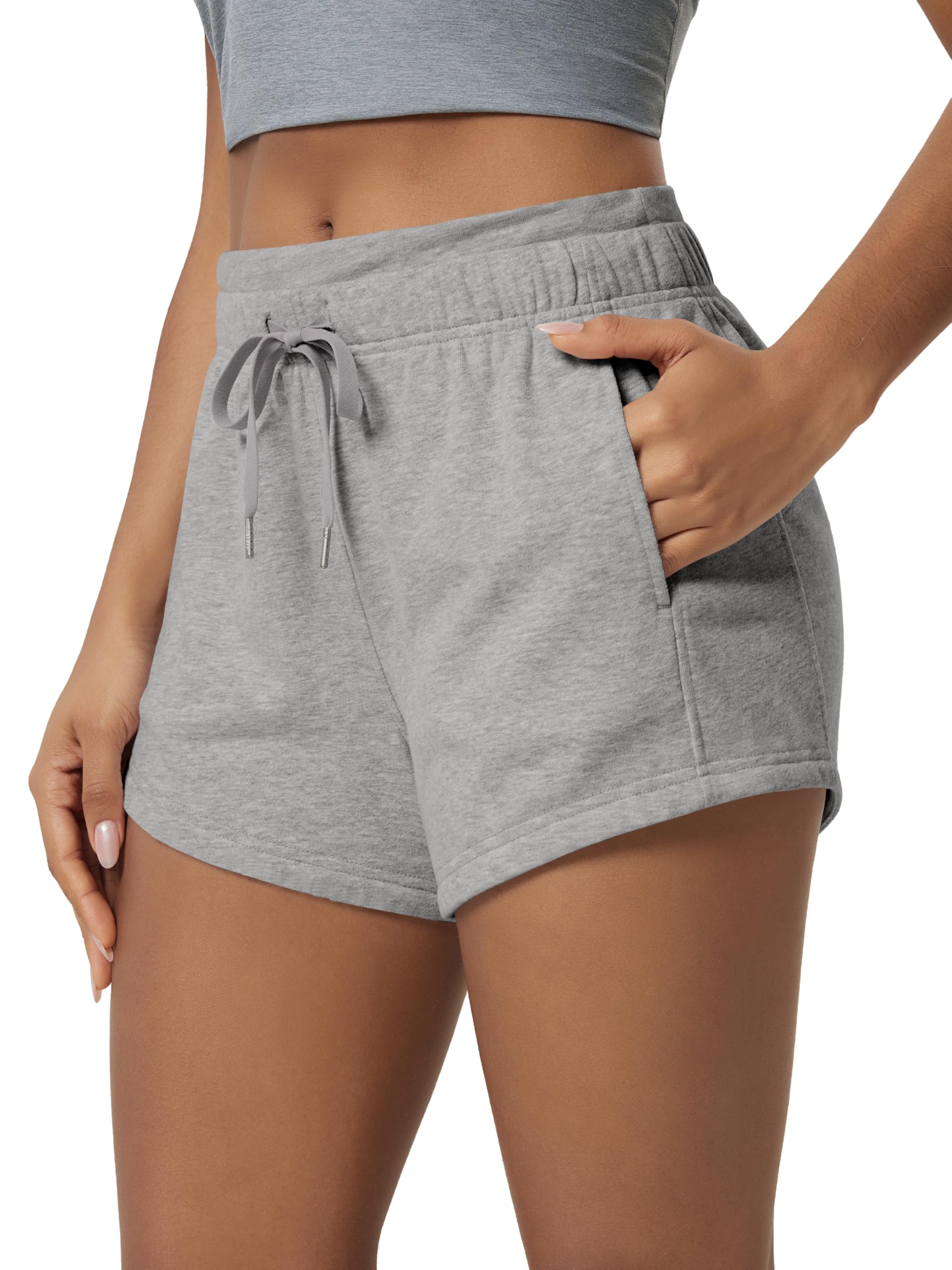 ODODOS Women's Sweat Shorts with Pockets Cotton French Terry Drawstring Summer Workout Casual Lounge Shorts