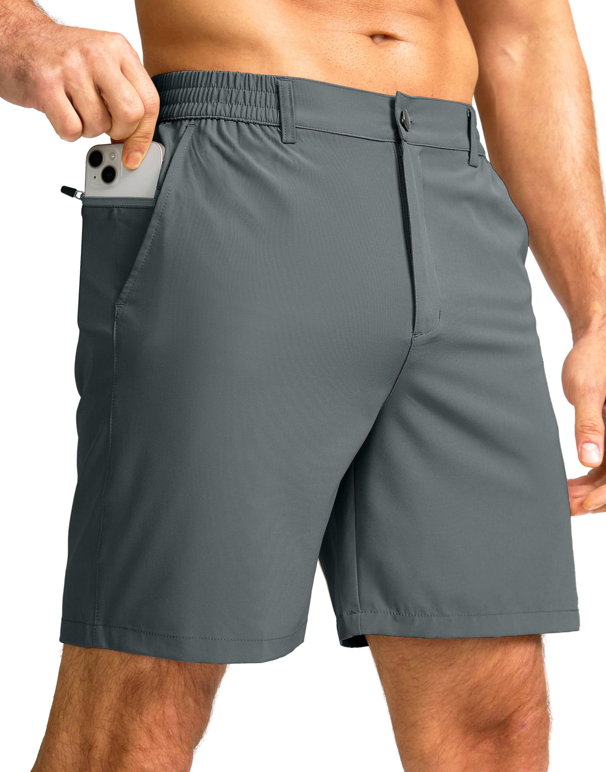 G Gradual Men's Casual Shorts 7" Lightweight Golf Shorts for Men Stretch with 3 Pockets Quick Dry Breathable Work Shorts