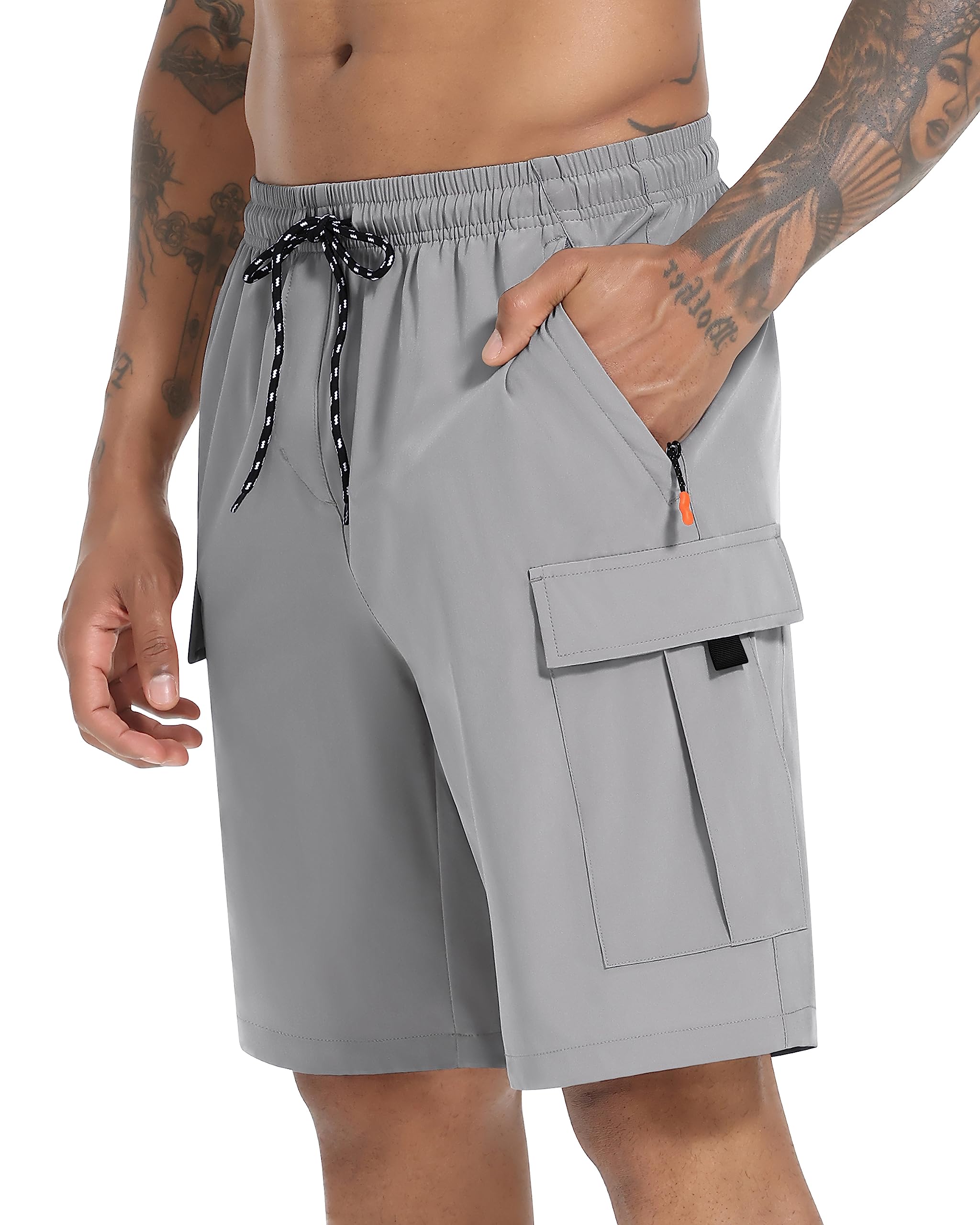 Men's Cargo Shorts Quick Dry Lightweight Stretch Hiking Shorts for Men with 5 Pockets No Lining