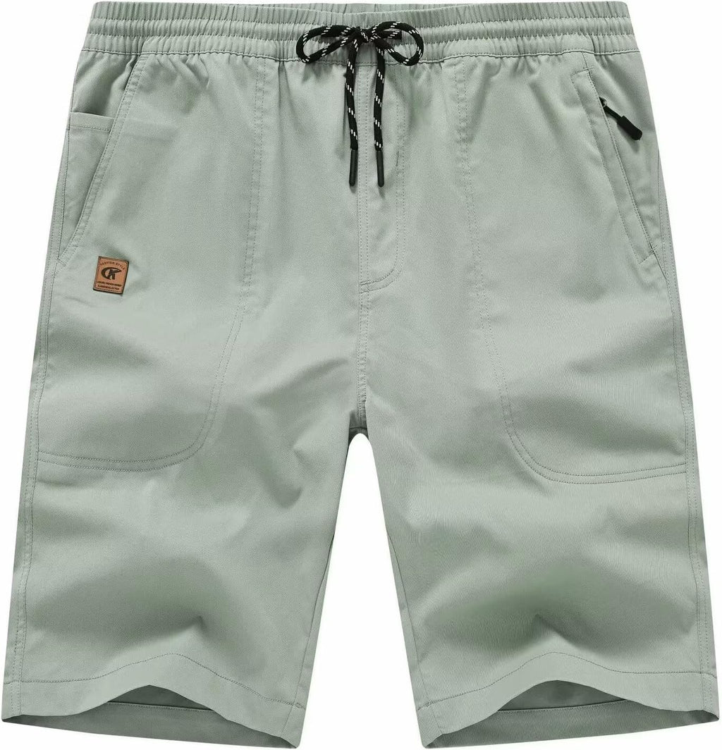QPNGRP Men's Stretch Waist Casual Shorts with 5 Pockets Include 1 Zipper Pocket