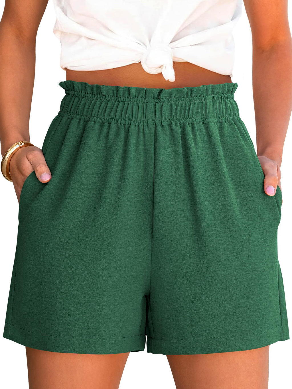 ANRABESS Shorts for Women,Dressy Casual Elastic High Waisted,Comfy Lightweight Airy,Summer Shorts for Beach,Travel & Vacation
