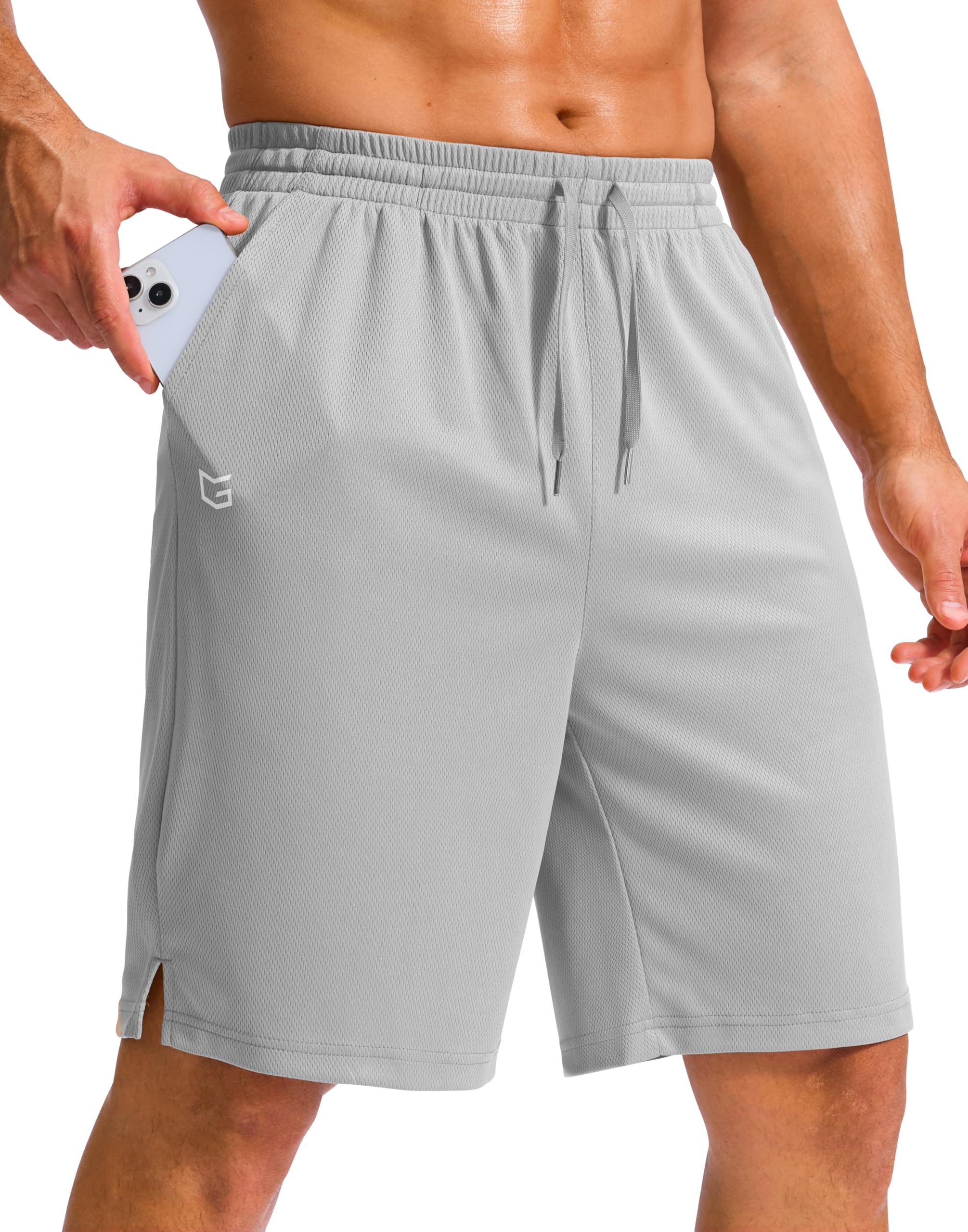 G Gradual Men's Athletic Shorts with Pockets 9" / 11" Long Basketball Shorts Lightweight Quick Dry Gym Workout Shorts for Men