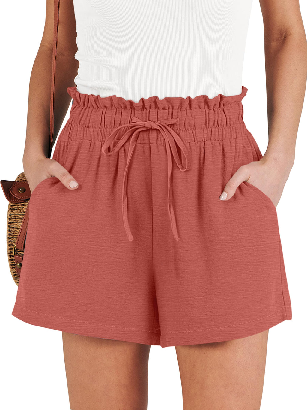 ANRABESS Shorts for Women Summer Casual High Waisted Wide Leg Drawstring Lounge Shorts Comfy 2026 Beach Vacation Clothes