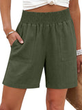 ANRABESS Linen Shorts for Women Casual Summer High Waisted Wide Leg Lounge Beach Vacation Shorts with Pockets