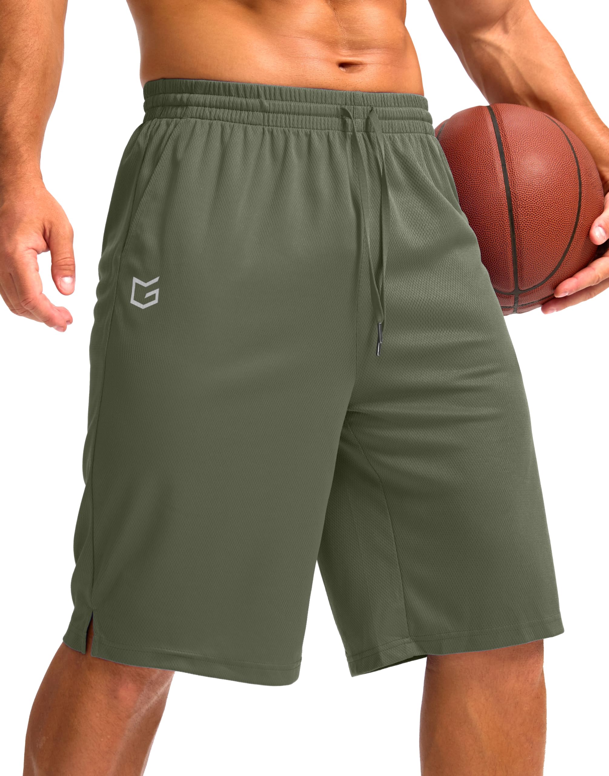 G Gradual Men's Athletic Shorts with Pockets 9" / 11" Long Basketball Shorts Lightweight Quick Dry Gym Workout Shorts for Men