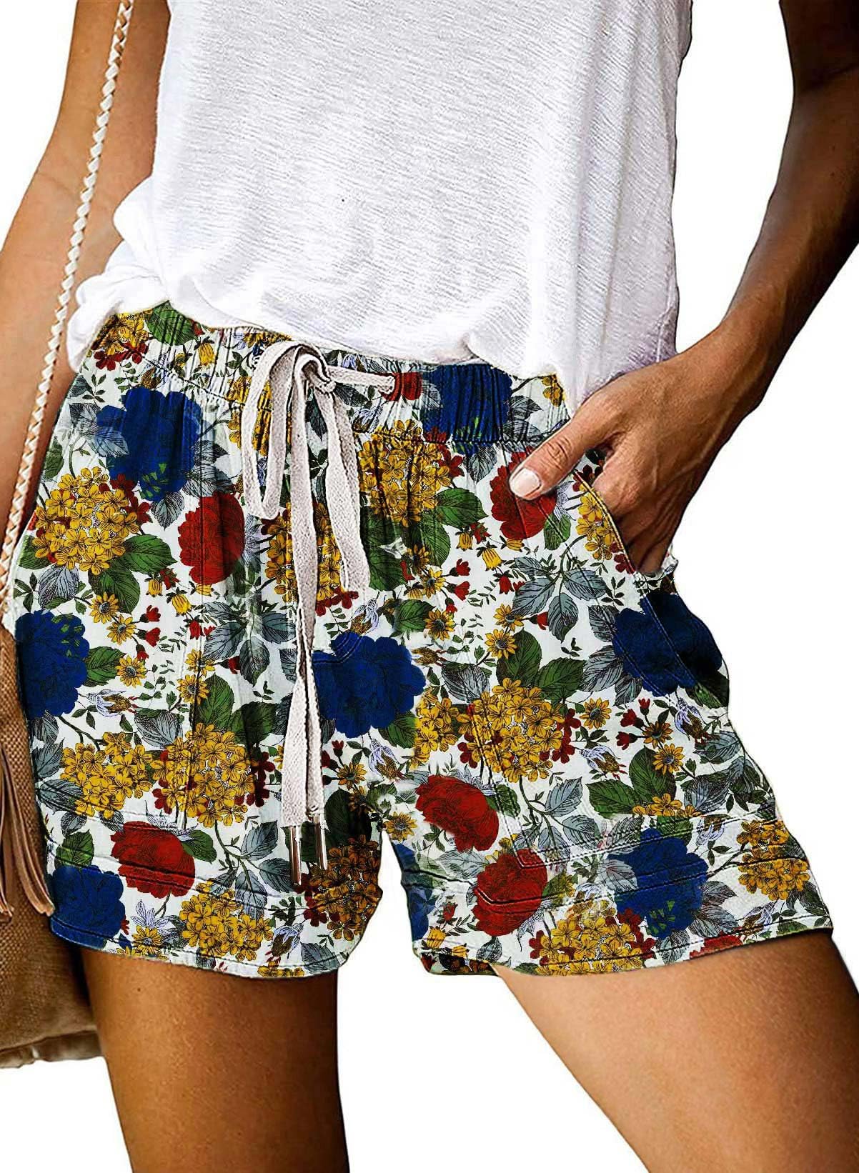 Wielsscca Womens Drawstring Shorts Summer Elastic Waist Casual Lightweight with Pockets