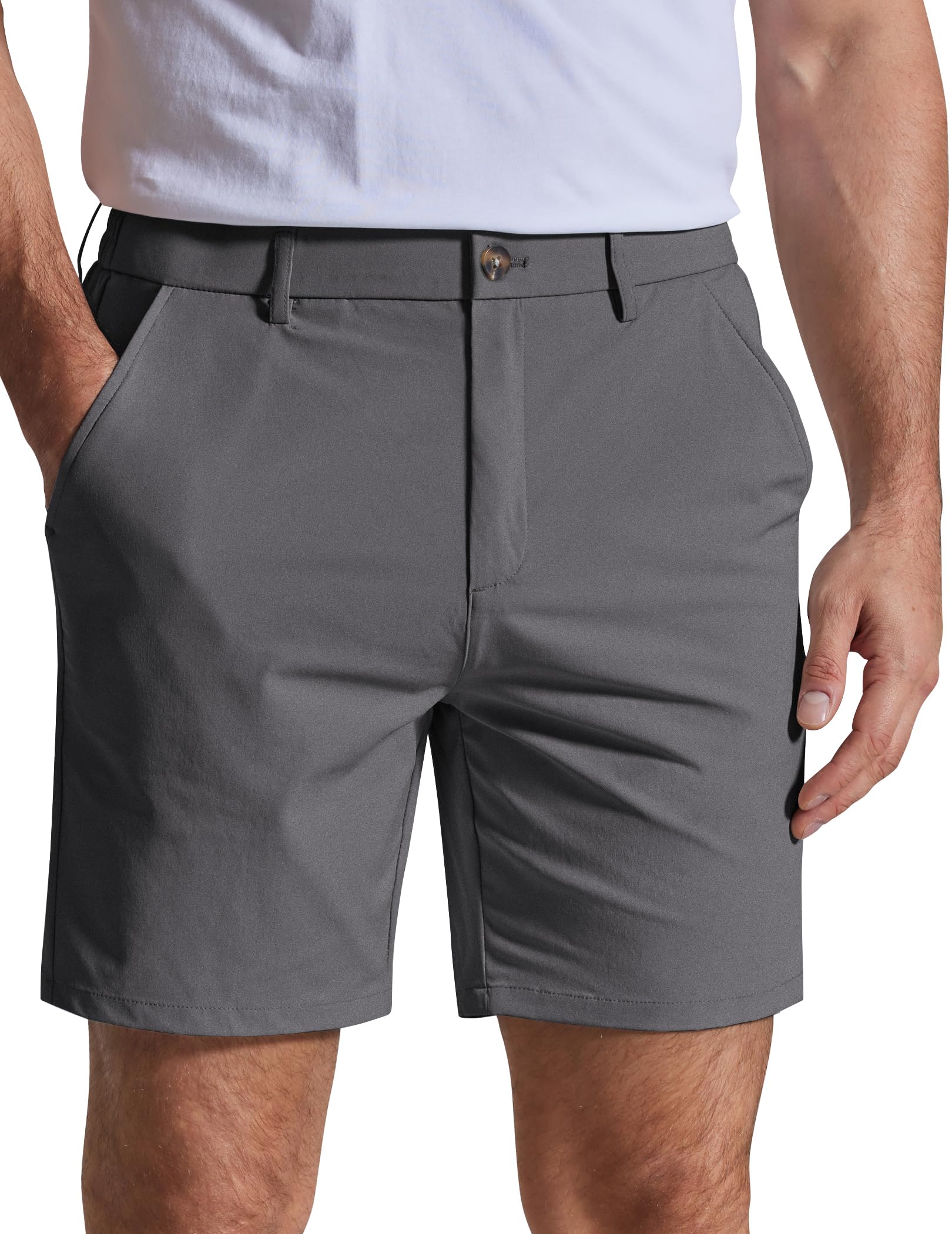 COOFANDY Men's Casual Shorts 7" Stretch Golf Shorts with 4 Pockets Quick Dry Lightweight Shorts Dress for Hiking Work