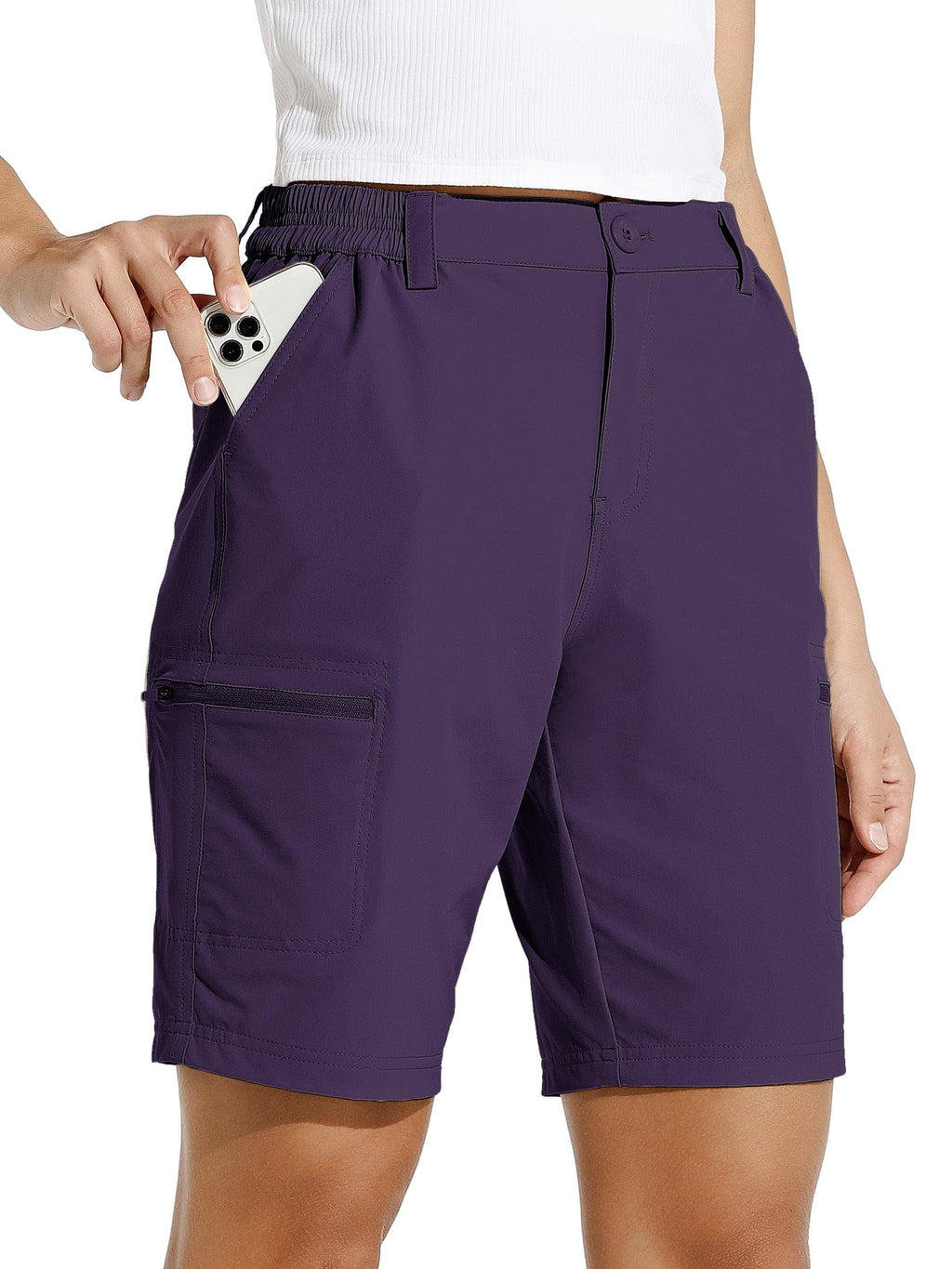 Willit Women's 10" Hiking Cargo Shorts Stretch Golf Active Long Quick Dry Outdoor Summer Shorts