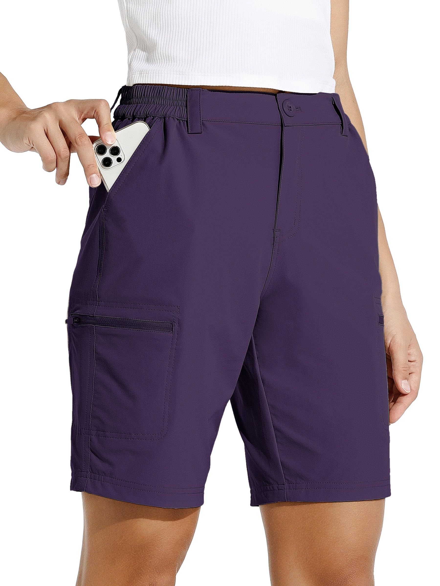 Willit Women's 10" Hiking Cargo Shorts Stretch Golf Active Long Quick Dry Outdoor Summer Shorts