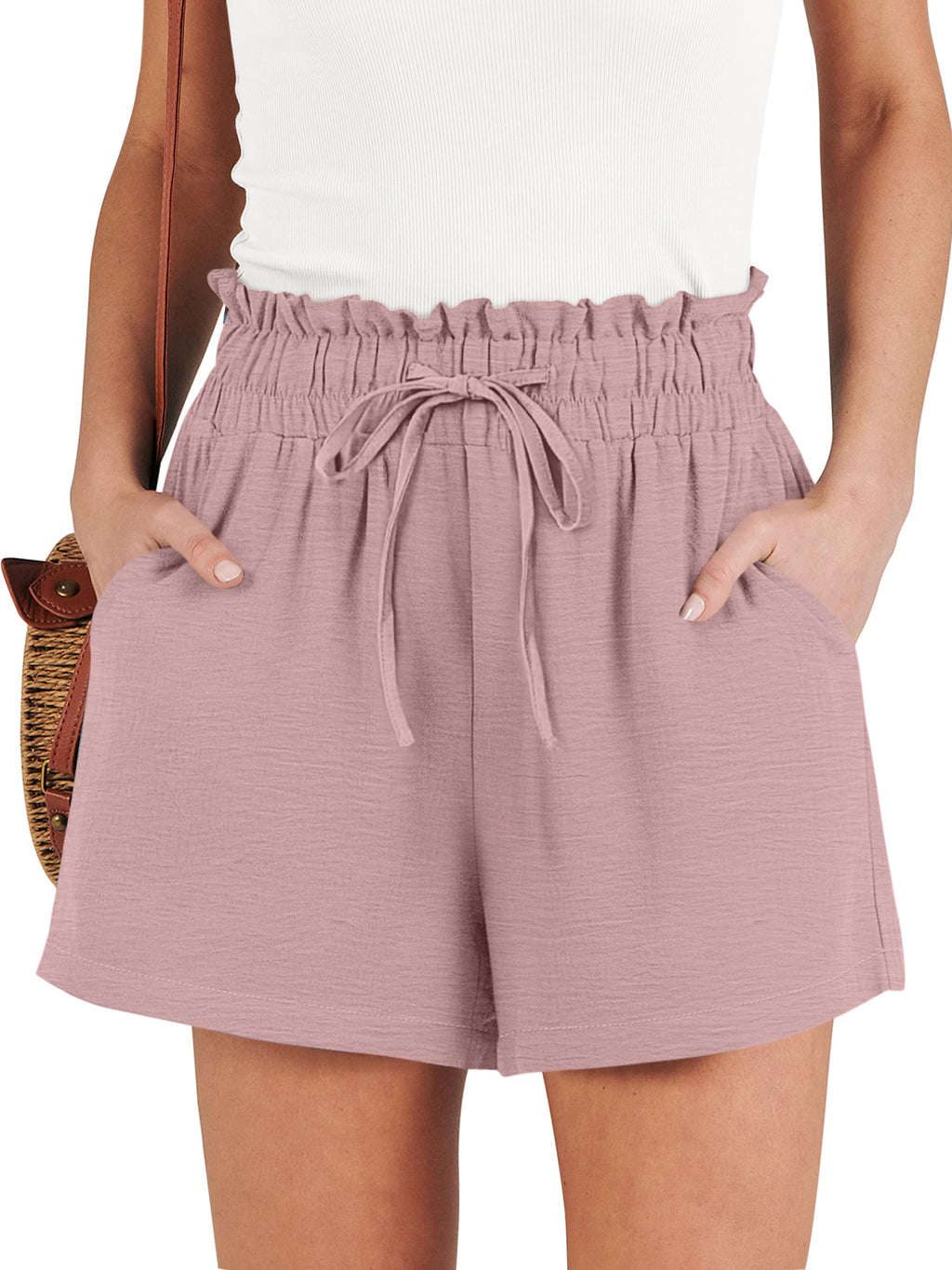 ANRABESS Shorts for Women Summer Casual High Waisted Wide Leg Drawstring Lounge Shorts Comfy 2026 Beach Vacation Clothes