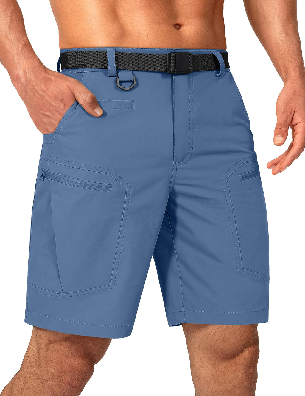 Mens Cargo Hiking Shorts Water Resistant Quick Dry Lightweight Breathable Tactical Shorts with Nylon Belt