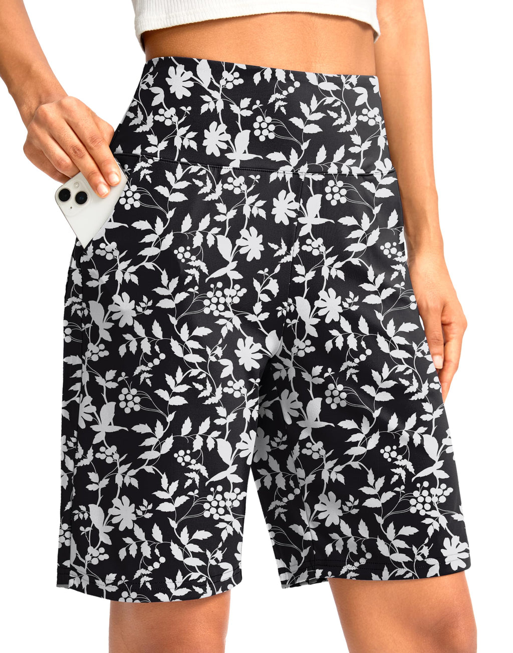 G Gradual Women's Bermuda Long Shorts with Pockets 9"/7"/5" High Waisted Shorts for Women Walking Athletic Workout