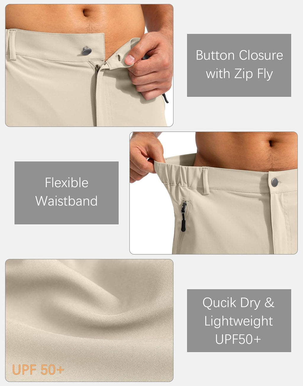 Pudolla Men's Hiking Cargo Shorts 9"/7"/11" Lightweight Outdoor Shorts for Men Trip Golf Camping Casual with 5 Zipper Pockets