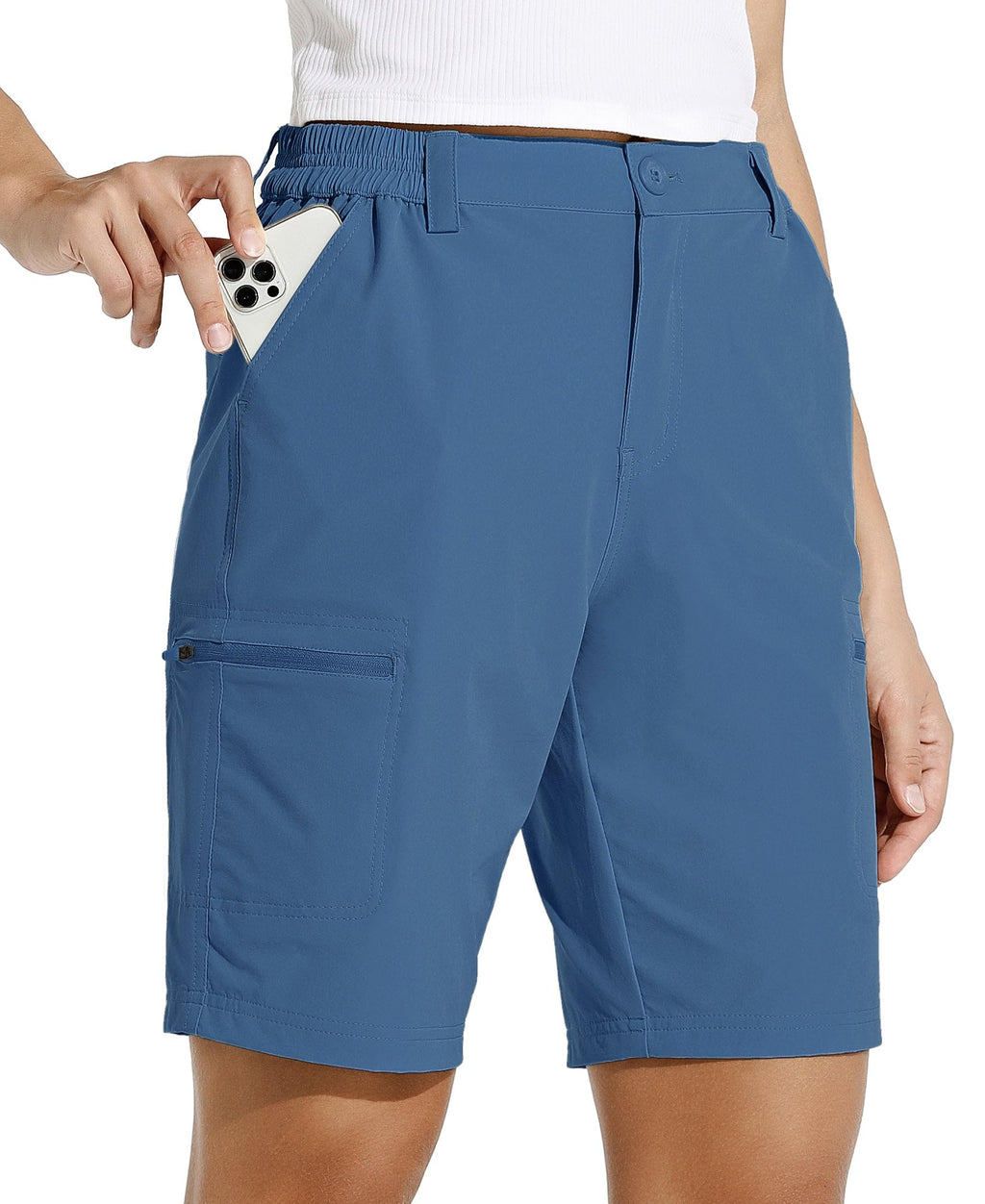 Willit Women's 10" Hiking Cargo Shorts Stretch Golf Active Long Quick Dry Outdoor Summer Shorts