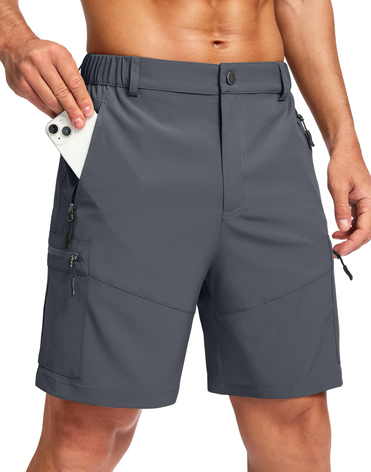 Pudolla Men's Hiking Cargo Shorts 9"/7"/11" Lightweight Outdoor Shorts for Men Trip Golf Camping Casual with 5 Zipper Pockets