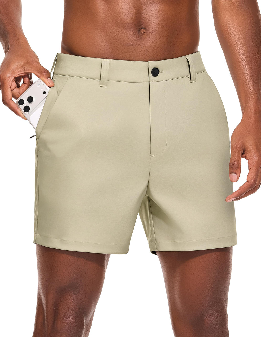 PULI Men's Golf Dress Shorts Flat Front Hybrid 7 Inch Lightweight Quick Dry Chino Casual with Pockets
