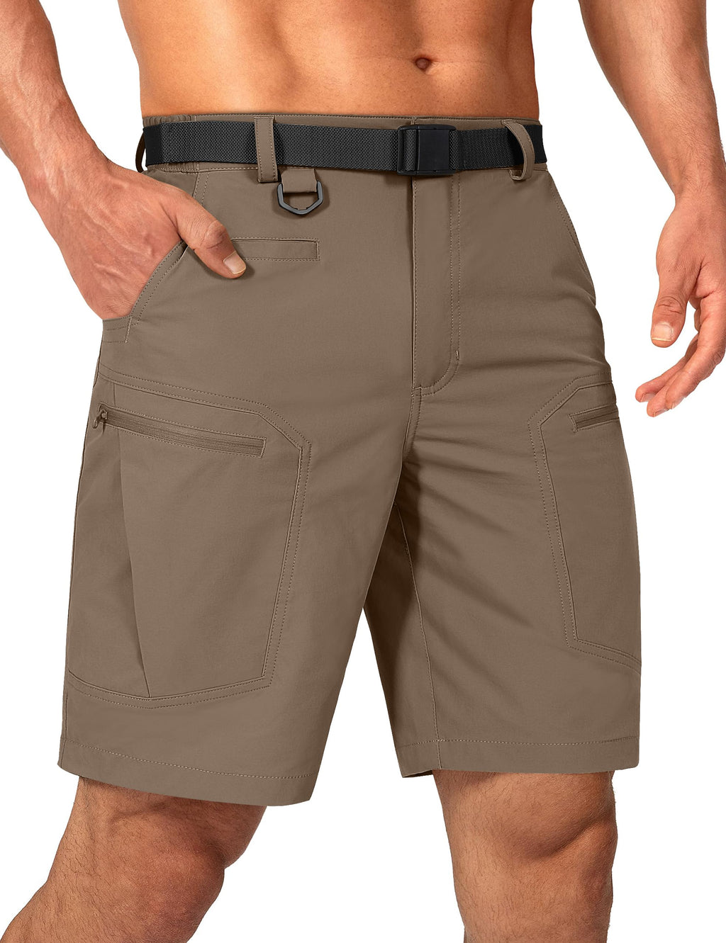 Mens Cargo Hiking Shorts Water Resistant Quick Dry Lightweight Breathable Tactical Shorts with Nylon Belt