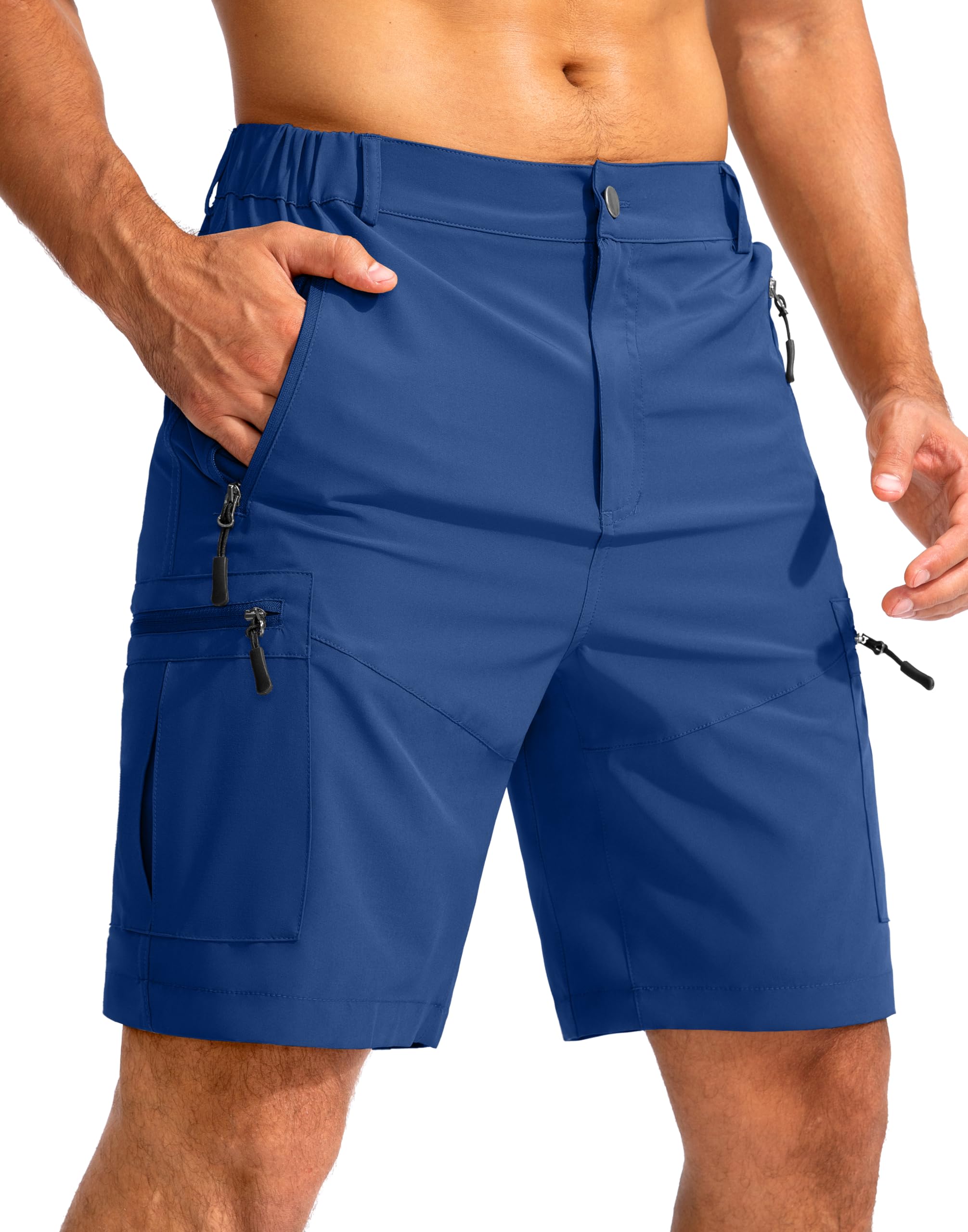 Pudolla Men's Hiking Cargo Shorts 9"/7"/11" Lightweight Outdoor Shorts for Men Trip Golf Camping Casual with 5 Zipper Pockets