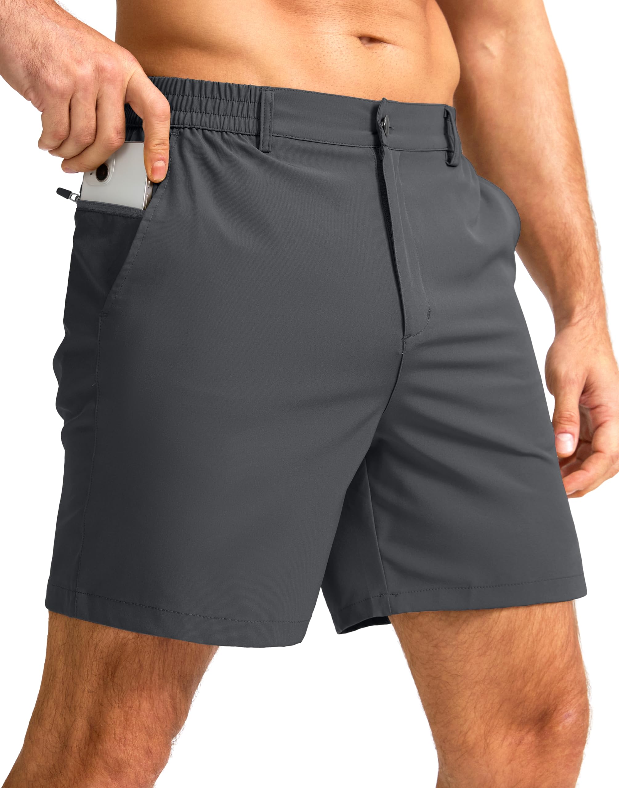 G Gradual Men's Casual Shorts 7" Lightweight Golf Shorts for Men Stretch with 3 Pockets Quick Dry Breathable Work Shorts