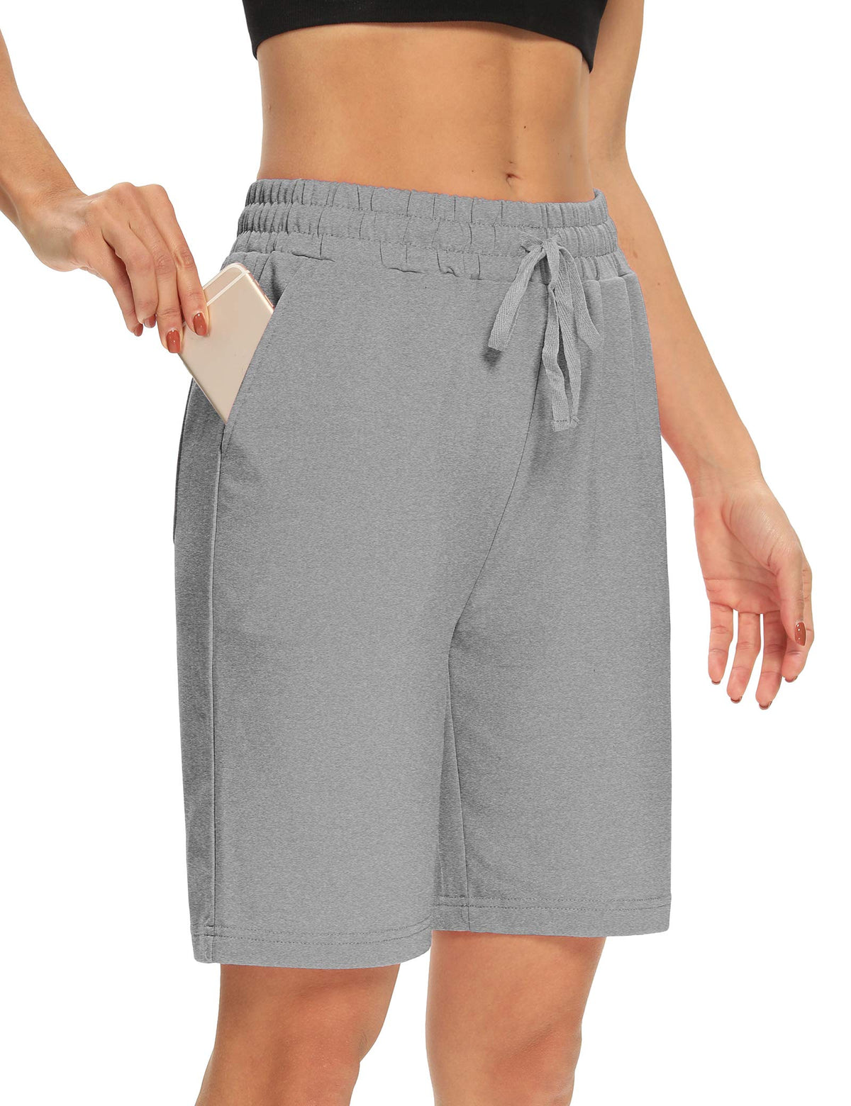 DIBAOLONG Womens Yoga Shorts Loose Drawstring Bermuda Shorts with Pockets | Elastic Waist, Comfy Lounge Fit, 3 Pockets
