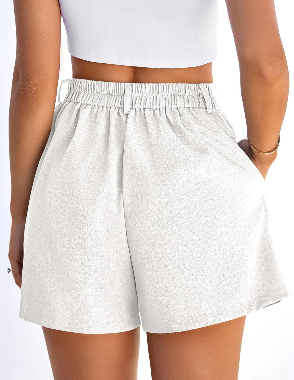 PRETTYGARDEN Womens Shorts Casual 2026 Summer Elastic High Waist Zipper Button Tailored Shorts Pleated Beach Vacation Clothes