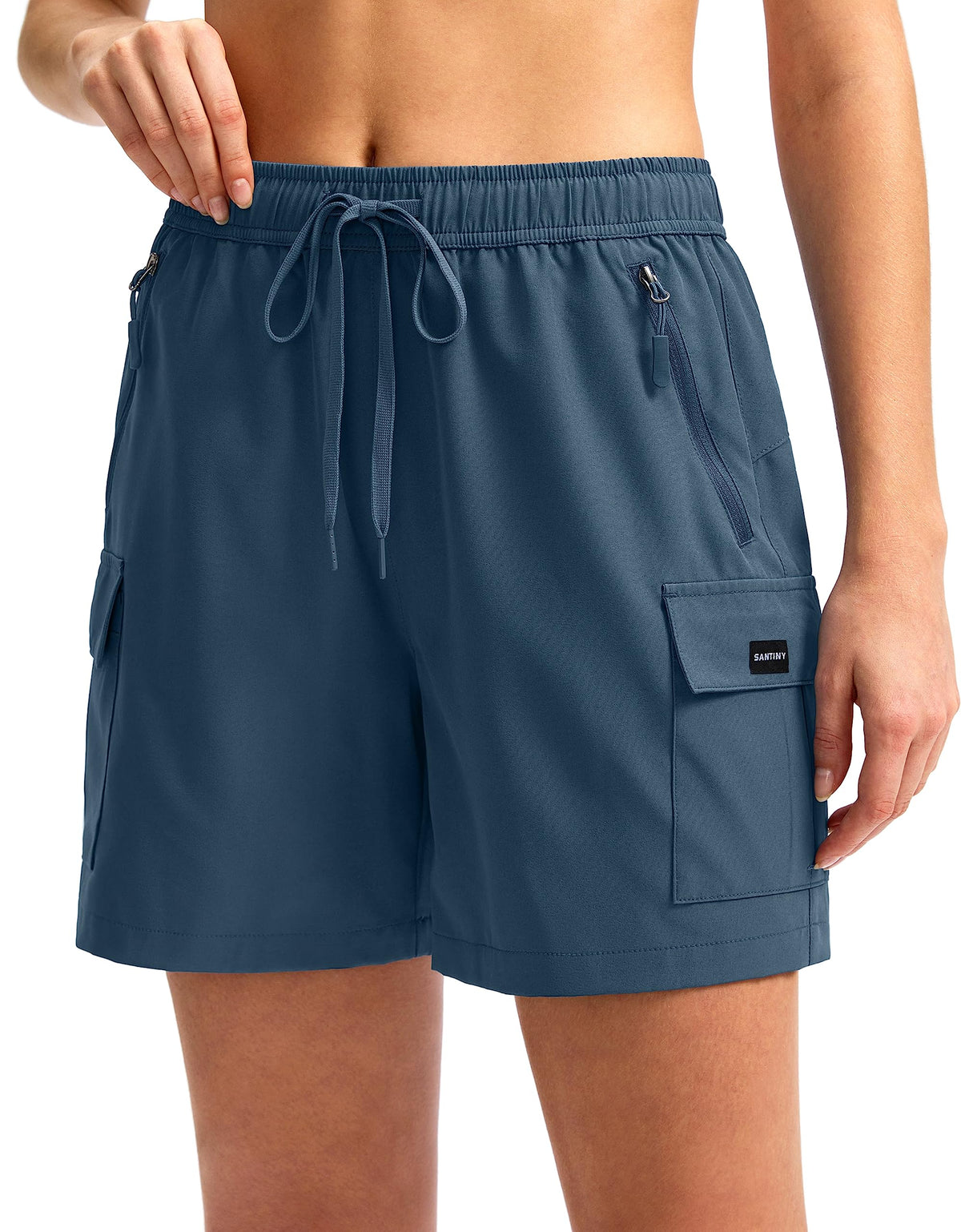 SANTINY Women's 5''/ 7''/9'' Hiking Cargo Shorts Quick Dry Lightweight Summer Shorts for Women Athletic Golf Zipper Pockets
