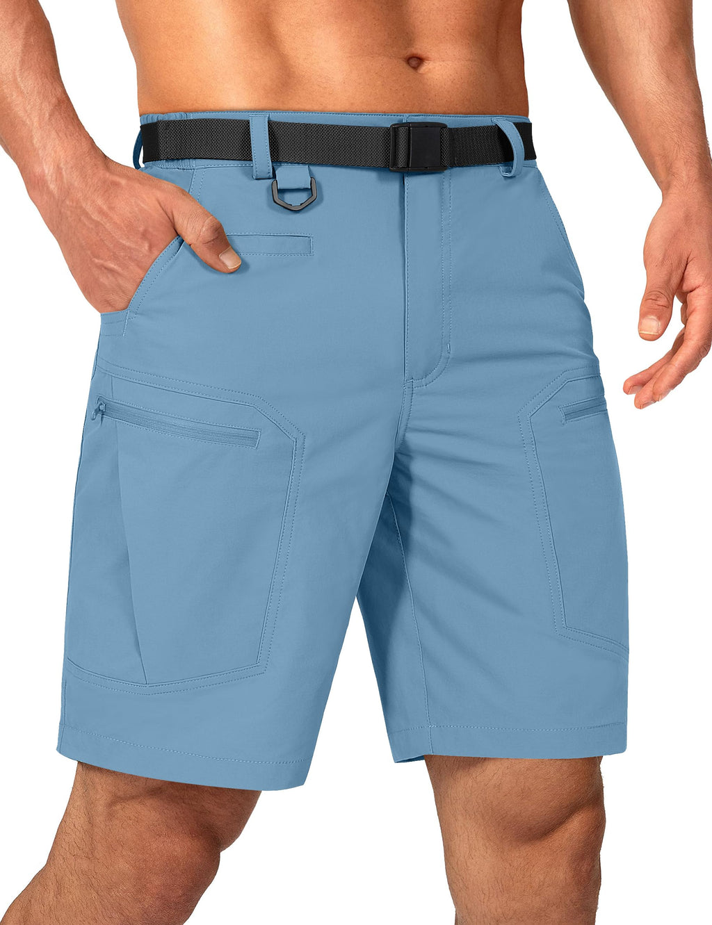 Mens Cargo Hiking Shorts Water Resistant Quick Dry Lightweight Breathable Tactical Shorts with Nylon Belt