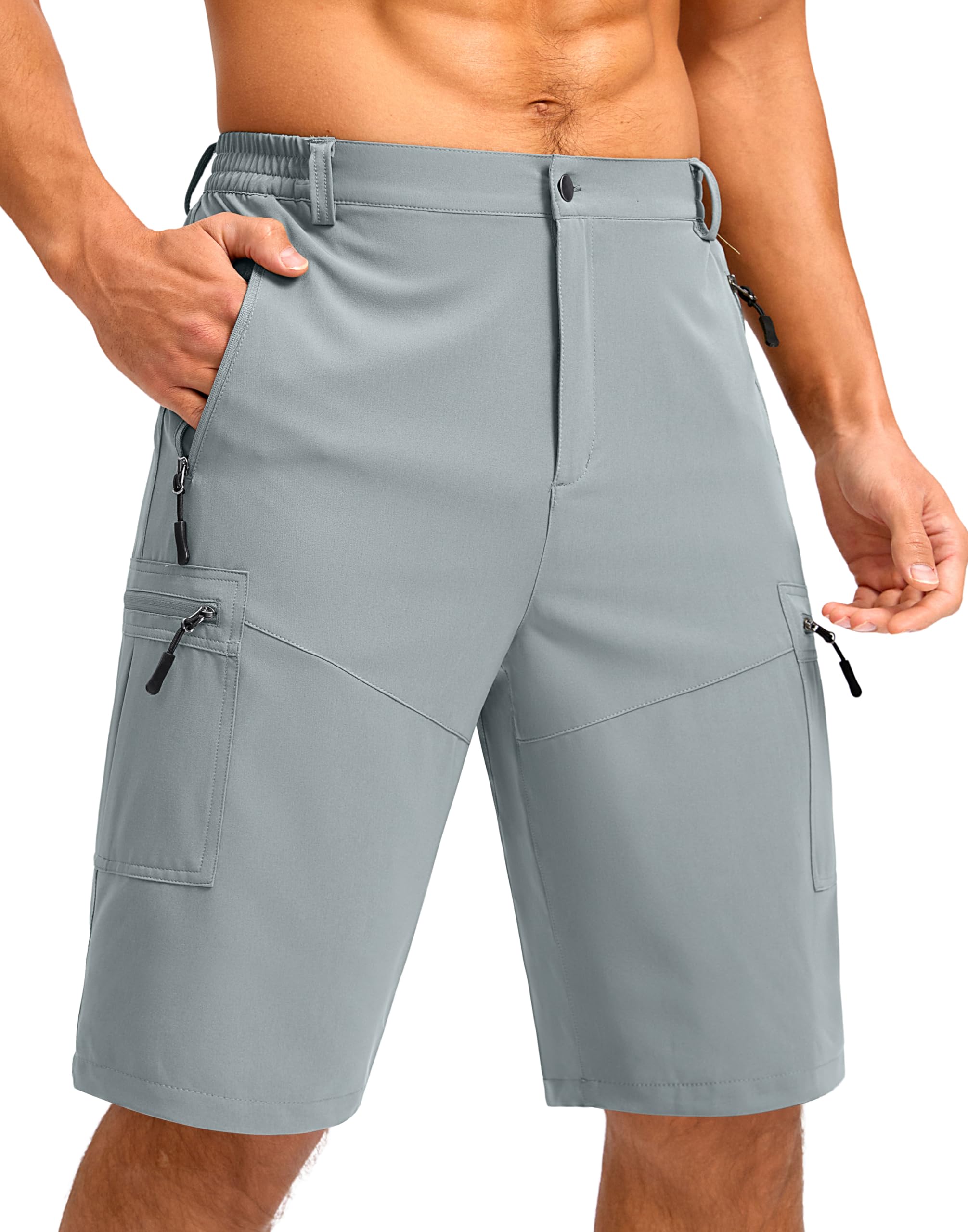 Pudolla Men's Hiking Cargo Shorts 9"/7"/11" Lightweight Outdoor Shorts for Men Trip Golf Camping Casual with 5 Zipper Pockets