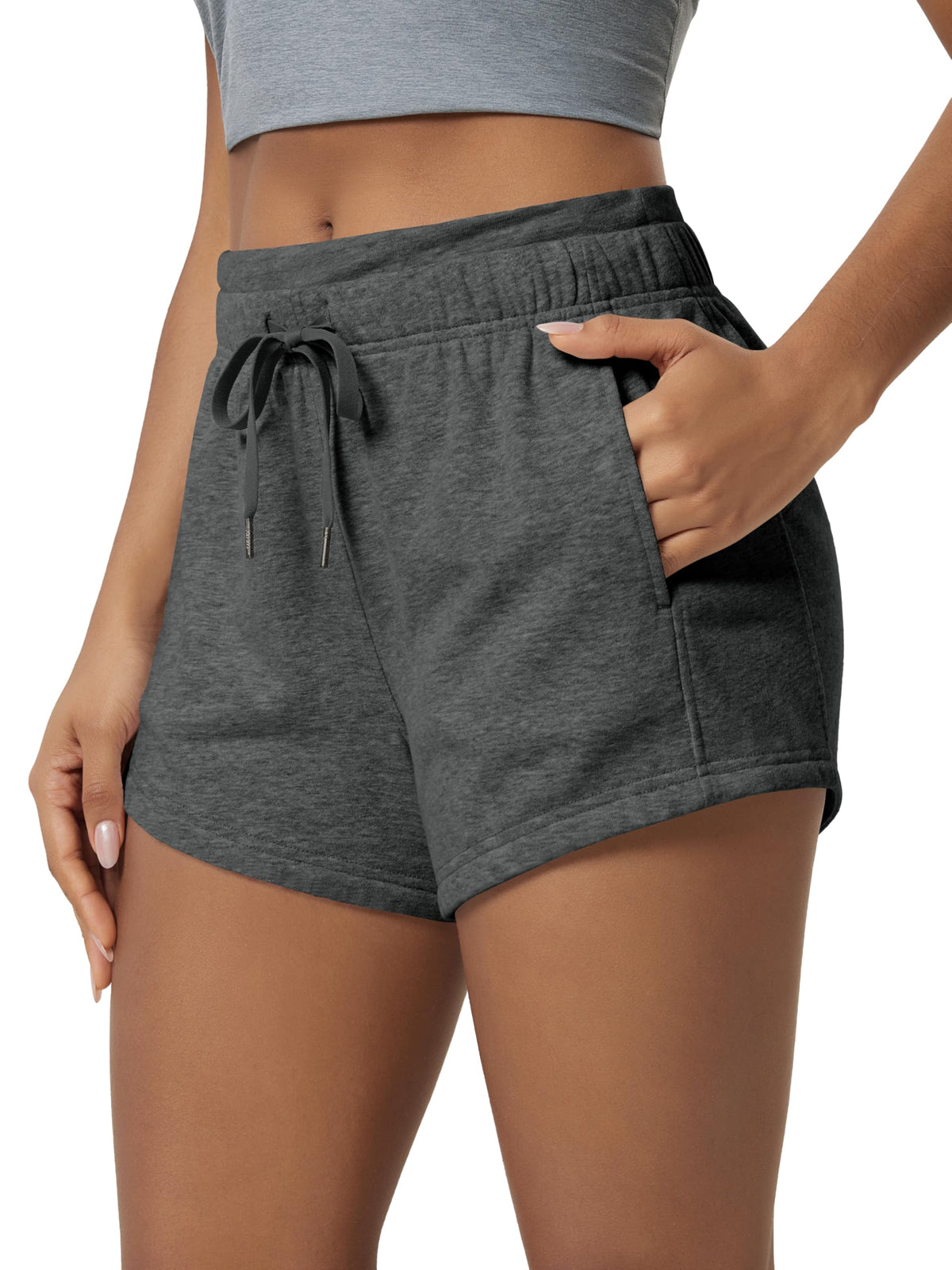 ODODOS Women's Sweat Shorts with Pockets Cotton French Terry Drawstring Summer Workout Casual Lounge Shorts