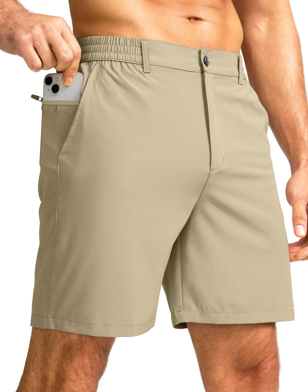 G Gradual Men's Casual Shorts 7" Lightweight Golf Shorts for Men Stretch with 3 Pockets Quick Dry Breathable Work Shorts