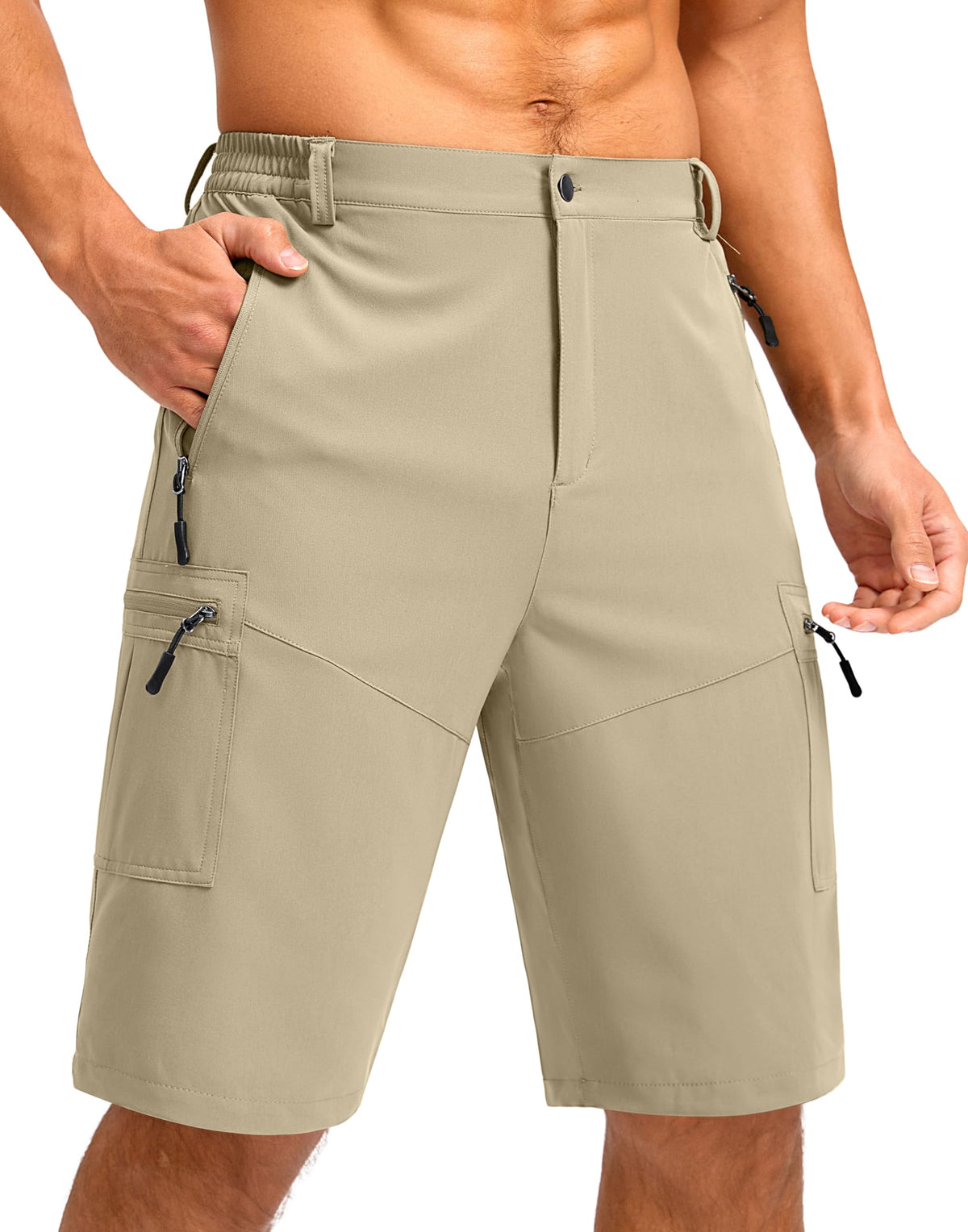 Pudolla Men's Hiking Cargo Shorts 9"/7"/11" Lightweight Outdoor Shorts for Men Trip Golf Camping Casual with 5 Zipper Pockets