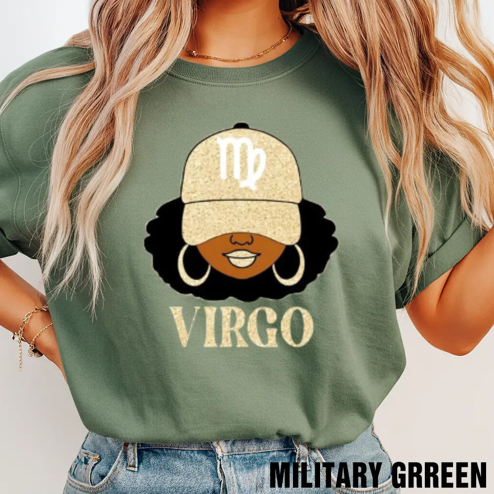 All 12 Zodiac Slay Girl T-shirt – Glitter Astrology Hat Graphic for Adults, Full Horoscope Star Sign Collection with Bold Zodiac Letter Design, Unisex Astrology Gift for Men & Women