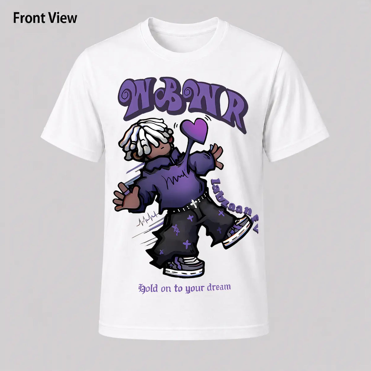 Men's  Stree twear T-Shirt Compatible for Urban Fashion - Graffiti Lettering & Cartoon Character Print Short Sleeve Tee, Loose Fit Round Neck Summer Casual Shirt with Urban Aesthetic - Ideal for Outings & Parties