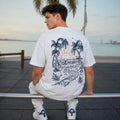 Coastal Men's Vacation Style Island Element Printed Short Sleeve T-Shirt, Suitable For Summer Wear, Comfortable & Breathable, Leading Fashion Soft Cotton Tee & Casual Outings 100% Cotton T-Shirt Ideal For Daily Outings & Holiday Gifts.