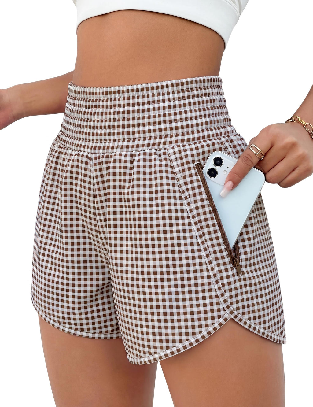 BMJL Women's Athletic Shorts High Waisted Running Short Pocket 2.5" Sporty Shorts Gym Workout Shorts
