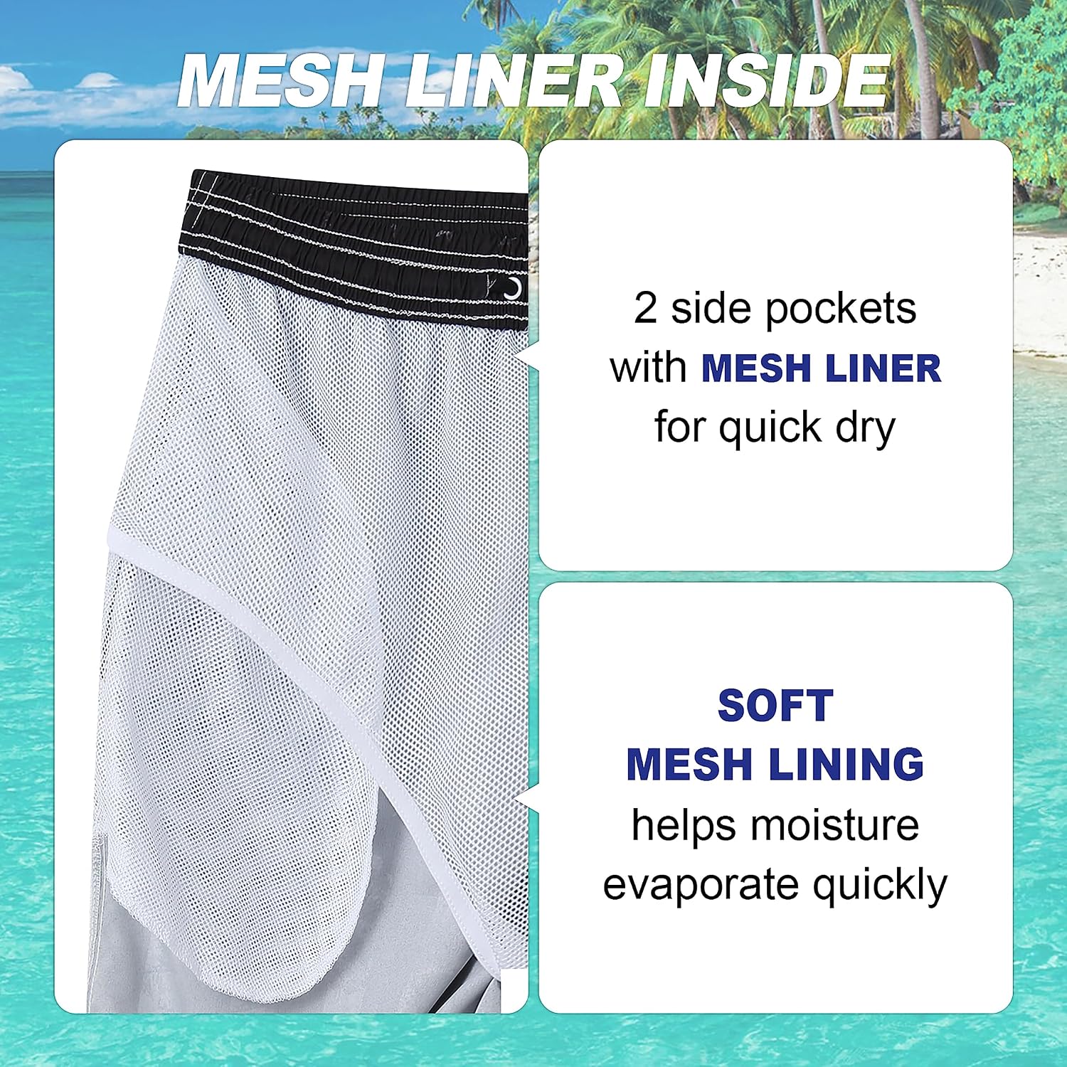 FT FENTENG Mens Swim Trunks Quick Dry Board Shorts with Mesh Liner, Breathable Big & Tall Beach Shorts Swimwear Bathing Suits