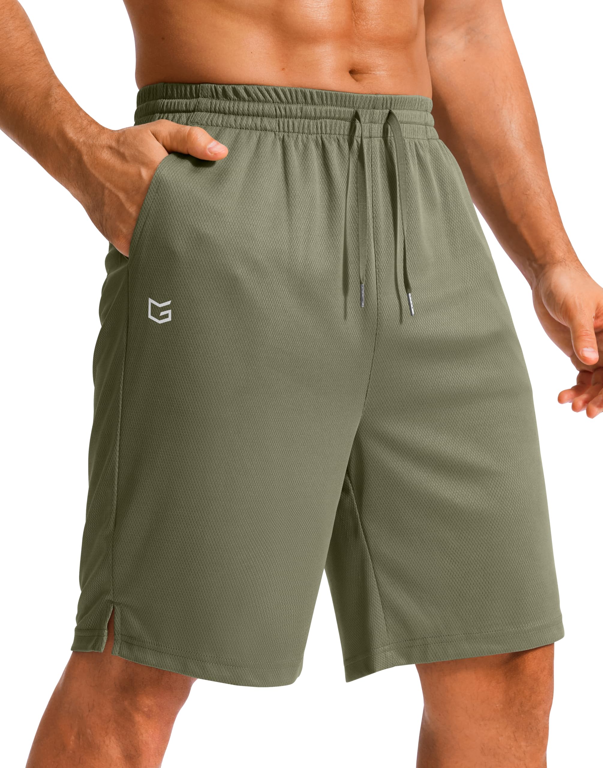 G Gradual Men's Athletic Shorts with Pockets 9" / 11" Long Basketball Shorts Lightweight Quick Dry Gym Workout Shorts for Men