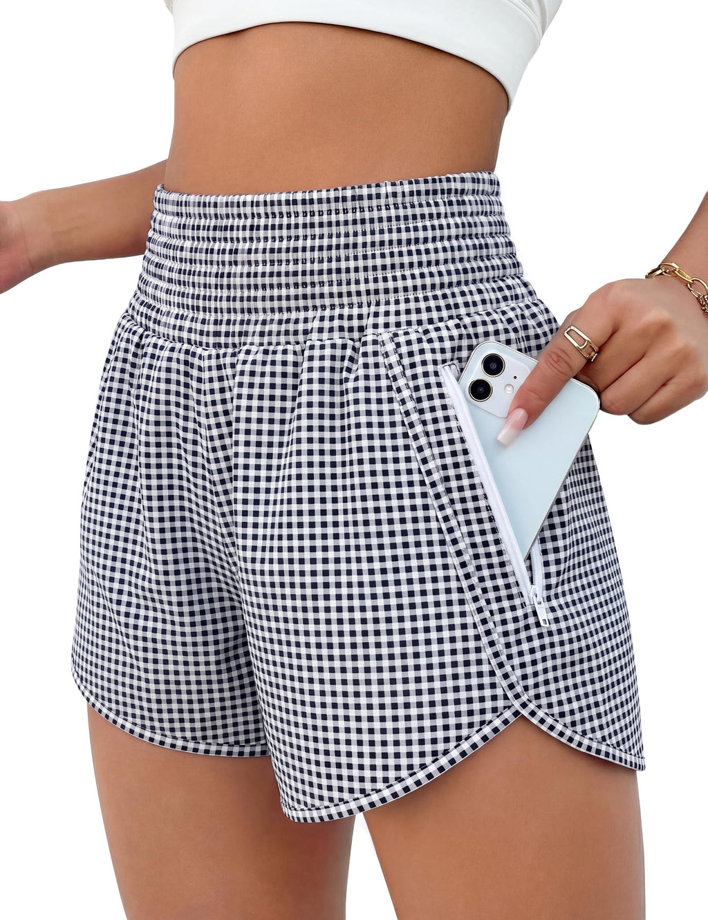 BMJL Women's Athletic Shorts High Waisted Running Short Pocket 2.5" Sporty Shorts Gym Workout Shorts