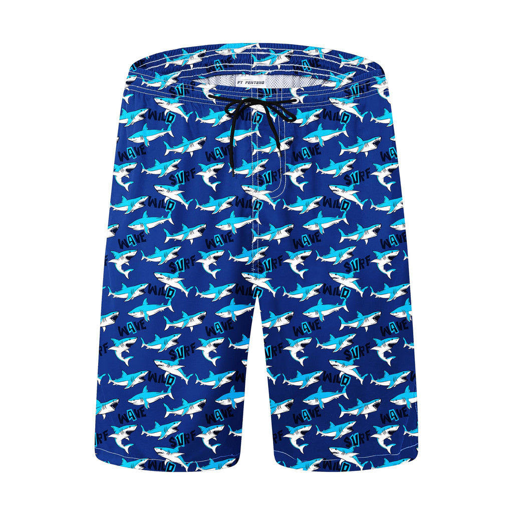 FT FENTENG Mens Swim Trunks Quick Dry Board Shorts with Mesh Liner, Breathable Big & Tall Beach Shorts Swimwear Bathing Suits