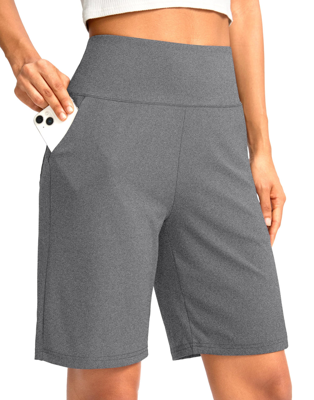 G Gradual Women's Bermuda Long Shorts with Pockets 9"/7"/5" High Waisted Shorts for Women Walking Athletic Workout