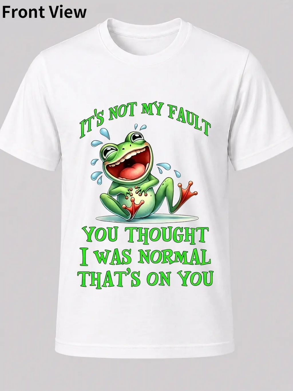 Funny Frog T-Shirt for Men & Women - "It'S Not My Fault You Thought I Was Normal" Slogan with Smiling Green Frog & Poison Dart Design,  Soft Crewneck Retro Graphic Tee, Casual Regular Fit Black Shirt with Vibrant Green Print