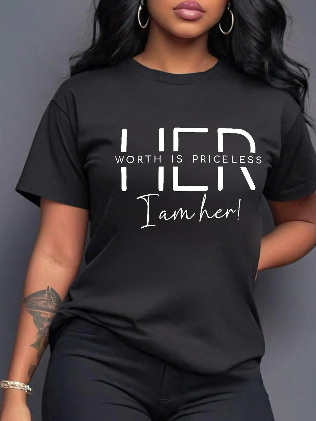 Women's Letter Print Round Neck Tee, Womenswear, Casual Short Sleeve Crew Neck T-Shirt for Summer, Fashion Women's Top for Daily Wear, Casual Tops