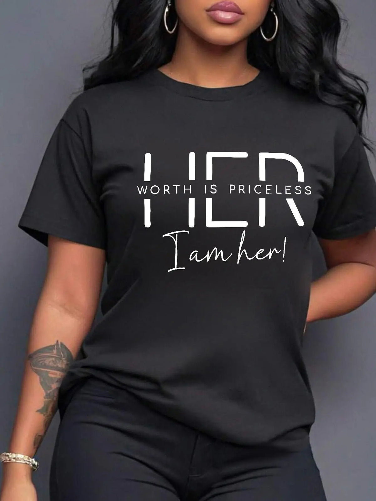 Women's Letter Print Round Neck Tee, Womenswear, Casual Short Sleeve Crew Neck T-Shirt for Summer, Fashion Women's Top for Daily Wear, Casual Tops