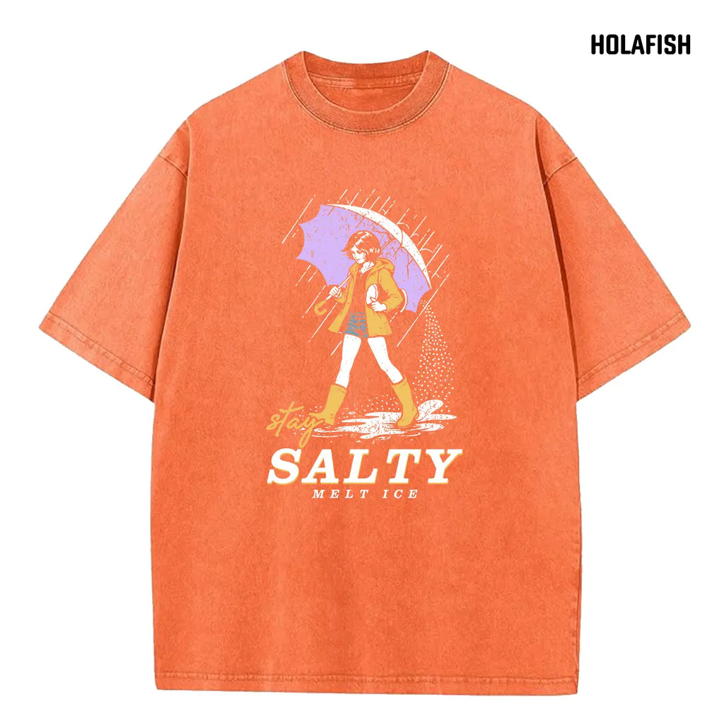 Holafish Women's Vintage Acid Wash Graphic Tee, Soft Cotton Short Sleeve Top, Casual Relaxed Fit Crewneck for Layering, Jeans